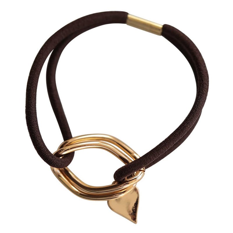 LOVEF 5Pcs Fashion Gold Plating Metal Cuff Band Ponytail Tie Hair Rope Hair Ring - Image 3
